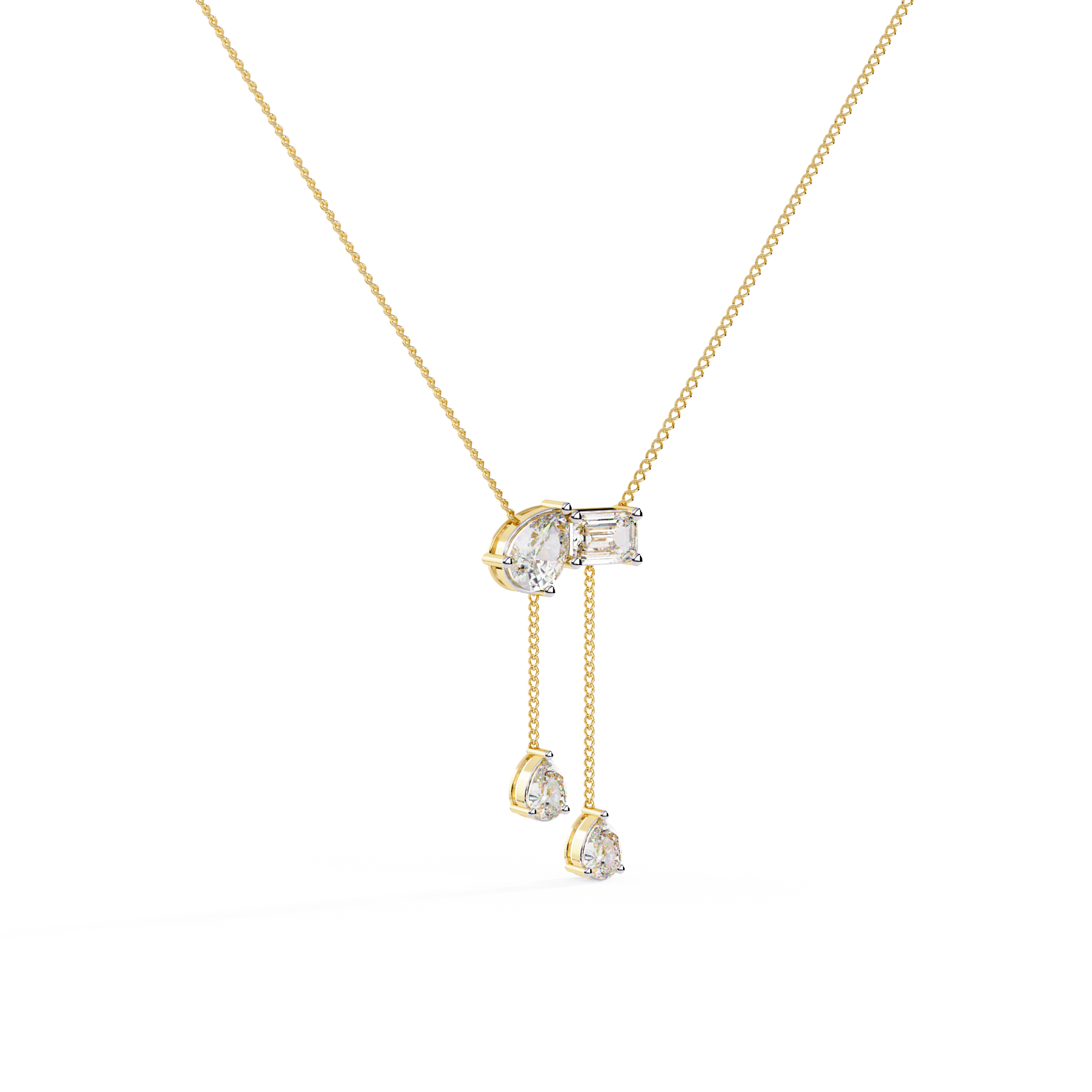Solitairekart 1.59ct Pear and Emerald Cut Natural Diamond Pendant-H Color, VS1 Clarity